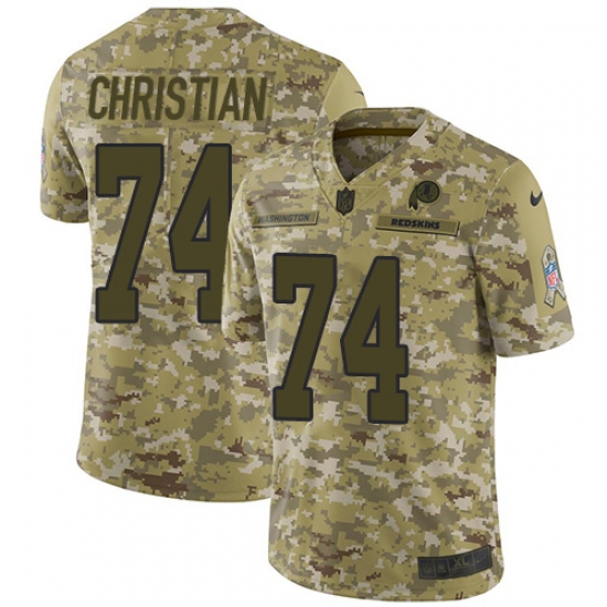 Youth Nike Washington Redskins 74 Geron Christian Limited Camo 2018 Salute to Service NFL Jersey