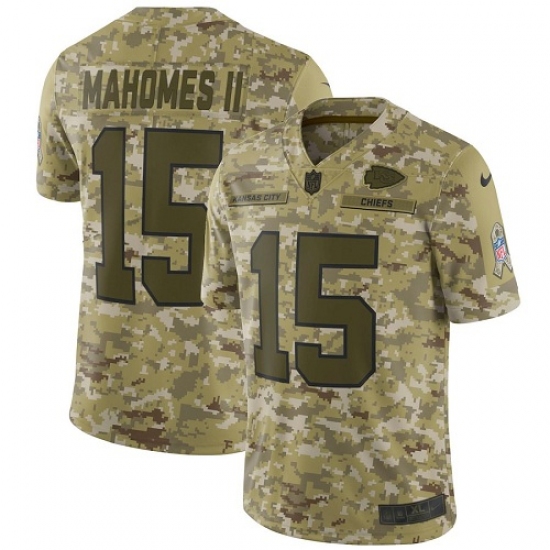 Youth Nike Kansas City Chiefs 15 Patrick Mahomes II Limited Camo 2018 Salute to Service NFL Jersey