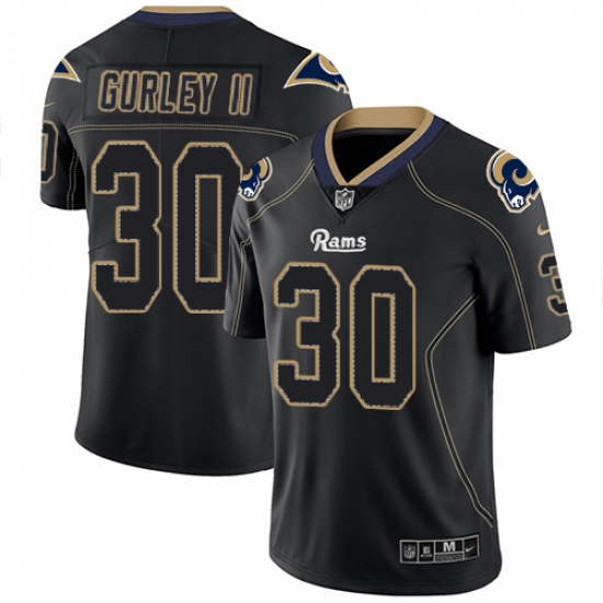 Men's Nike Los Angeles Rams 30 Todd Gurley Limited Lights Out Black Rush NFL Jersey