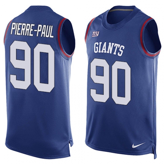 Men's Nike New York Giants 90 Jason Pierre-Paul Limited Royal Blue Player Name & Number Tank Top NFL Jersey