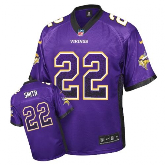 Men's Nike Minnesota Vikings 22 Harrison Smith Elite Purple Drift Fashion NFL Jersey