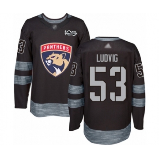 Men's Florida Panthers 53 John Ludvig Authentic Black 1917-2017 100th Anniversary Hockey Jersey