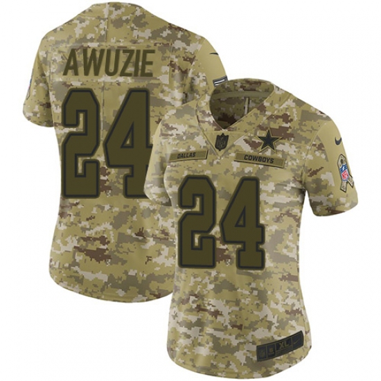 Women's Nike Dallas Cowboys 24 Chidobe Awuzie Limited Camo 2018 Salute to Service NFL Jersey