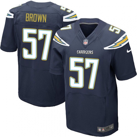 Men's Nike Los Angeles Chargers 57 Jatavis Brown Elite Navy Blue Team Color NFL Jersey