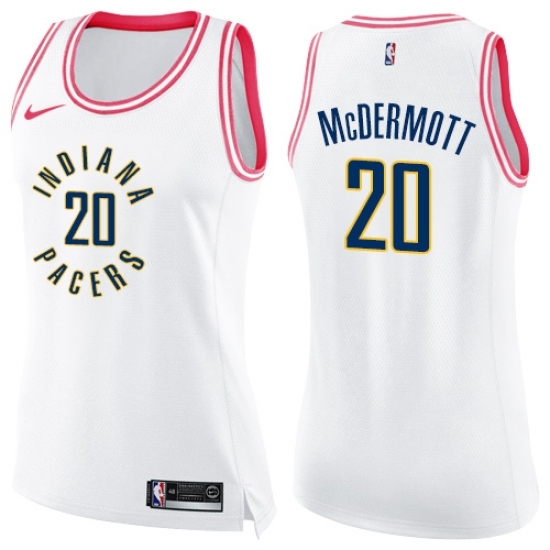 Women's Nike Indiana Pacers 20 Doug McDermott Swingman White Pink Fashion NBA Jersey