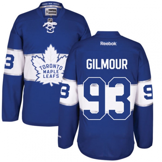 Men's Reebok Toronto Maple Leafs 93 Doug Gilmour Premier Royal Blue 2017 Centennial Classic NHL Jersey