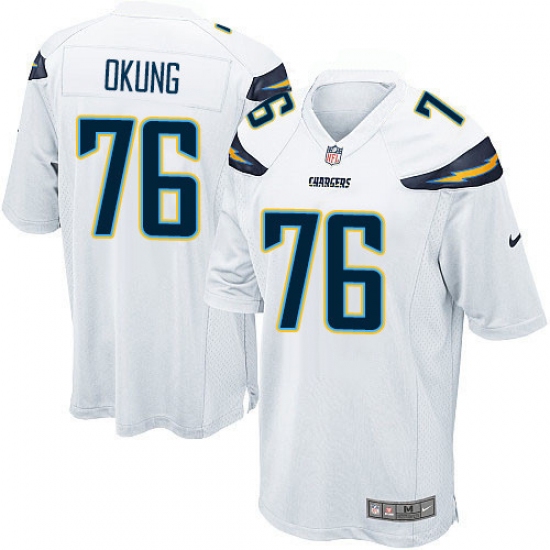 Men's Nike Los Angeles Chargers 76 Russell Okung Game White NFL Jersey