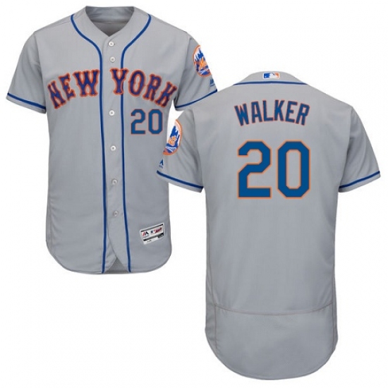 Men's Majestic New York Mets 20 Neil Walker Grey Road Flex Base Authentic Collection MLB Jersey