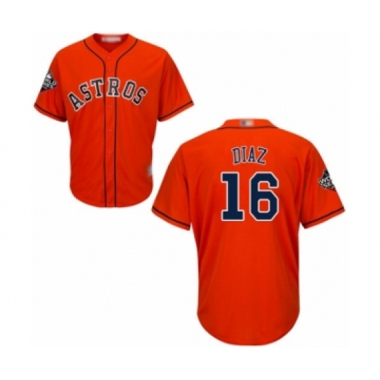Youth Houston Astros 16 Aledmys Diaz Authentic Orange Alternate Cool Base 2019 World Series Bound Baseball Jersey
