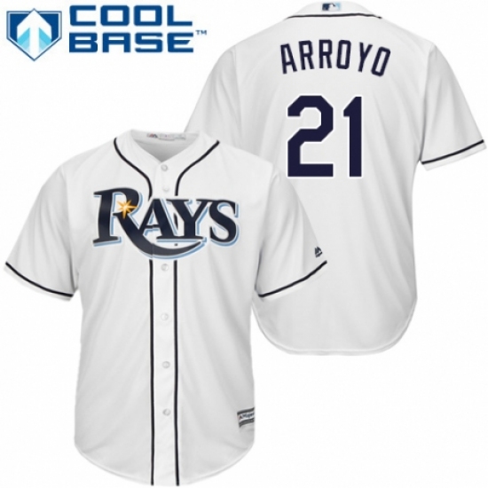 Men's Majestic Tampa Bay Rays 21 Christian Arroyo Replica White Home Cool Base MLB Jersey