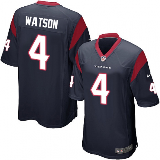 Men's Nike Houston Texans 4 Deshaun Watson Game Navy Blue Team Color NFL Jersey