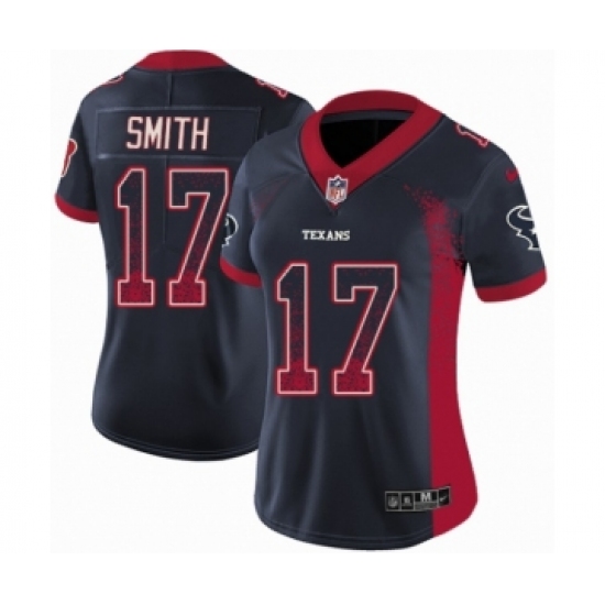 Women's Nike Houston Texans 17 Vyncint Smith Limited Navy Blue Rush Drift Fashion NFL Jersey