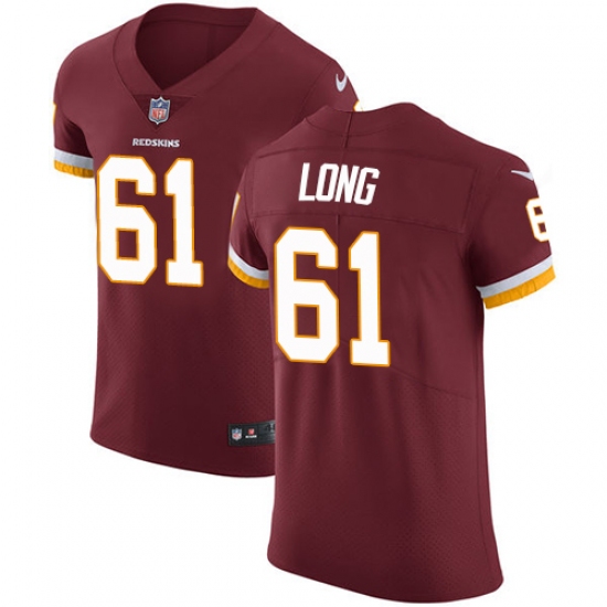 Men's Nike Washington Redskins 61 Spencer Long Elite Burgundy Red Team Color NFL Jersey