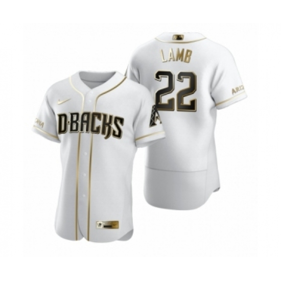 Men's Arizona Diamondbacks 22 Jake Lamb Nike White Authentic Golden Edition Jersey