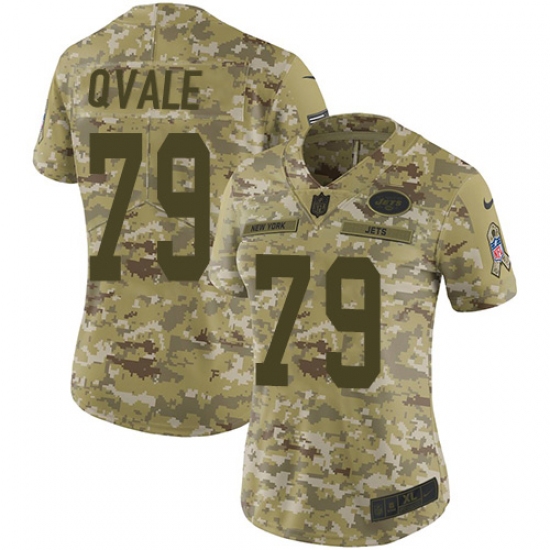 Women's Nike New York Jets 79 Brent Qvale Limited Camo 2018 Salute to Service NFL Jersey