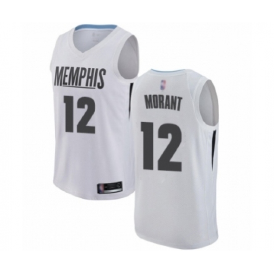 Men's Memphis Grizzlies 12 Ja Morant Authentic White Basketball Jersey - City Edition