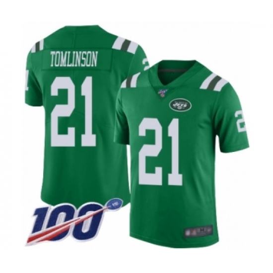 Men's New York Jets 21 LaDainian Tomlinson Limited Green Rush Vapor Untouchable 100th Season Football Jersey
