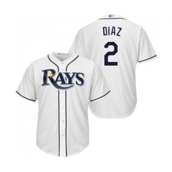 Men's Tampa Bay Rays 2 Yandy Diaz Replica White Home Cool Base Baseball Jersey