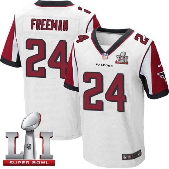 Men's Nike Atlanta Falcons 24 Devonta Freeman Elite White Super Bowl LI 51 NFL Jersey