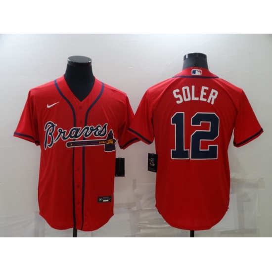 Men's Atlanta Braves 12 Jorge Soler Red Nike MLB Jersey