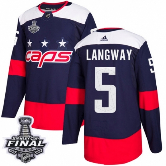 Youth Adidas Washington Capitals 5 Rod Langway Authentic Navy Blue 2018 Stadium Series 2018 Stanley Cup Final NHL Jersey