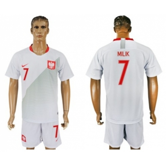 Poland 7 Milik Home Soccer Country Jersey