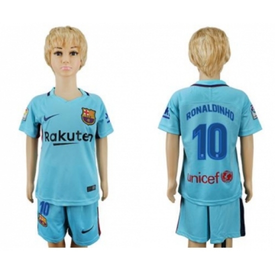 Barcelona 10 Ronaldinho Away Kid Soccer Club Jersey