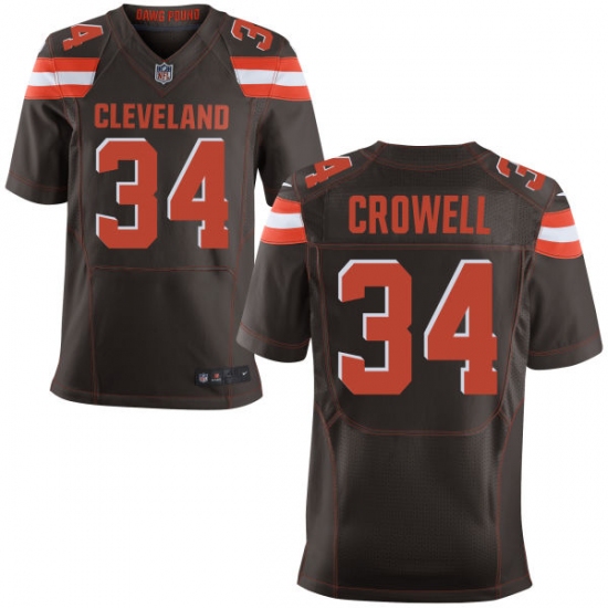 Men's Nike Cleveland Browns 34 Isaiah Crowell Elite Brown Team Color NFL Jersey