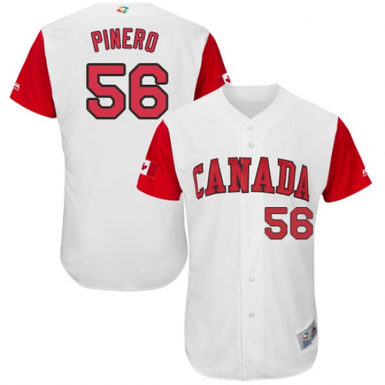 Men's Canada Baseball Majestic 56 Daniel Pinero White 2017 World Baseball Classic Authentic Team Jersey