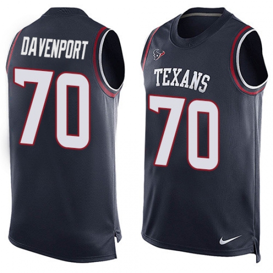 Men's Nike Houston Texans 70 Julien Davenport Limited Navy Blue Player Name & Number Tank Top NFL Jersey