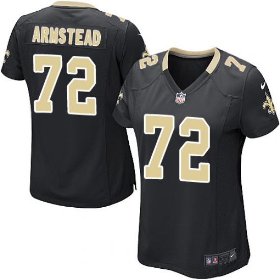 Women's Nike New Orleans Saints 72 Terron Armstead Game Black Team Color NFL Jersey