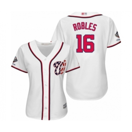 Women's Washington Nationals 16 Victor Robles Authentic White Home Cool Base 2019 World Series Champions Baseball Jersey