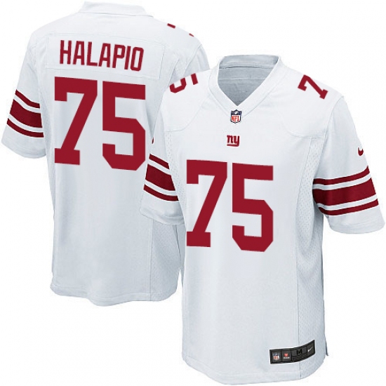 Men's Nike New York Giants 75 Jon Halapio Game White NFL Jersey