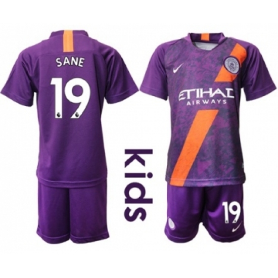 Manchester City 19 Sane Third Kid Soccer Club Jersey