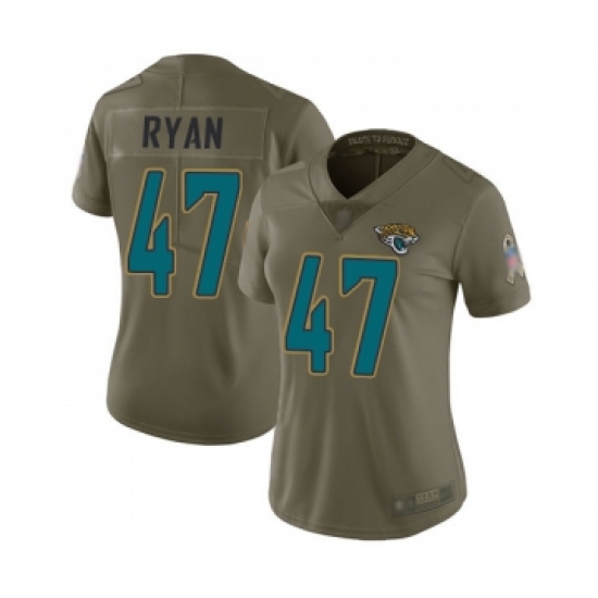 Women's Jacksonville Jaguars 47 Jake Ryan Limited Olive 2017 Salute to Service Football Jersey