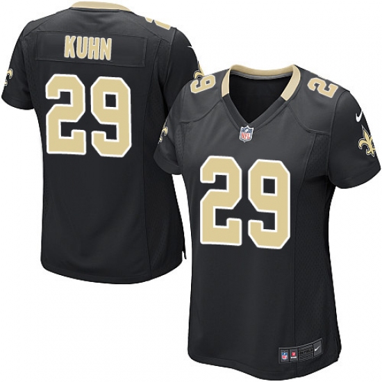 Women's Nike New Orleans Saints 29 John Kuhn Game Black Team Color NFL Jersey