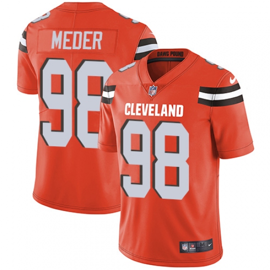 Men's Nike Cleveland Browns 98 Jamie Meder Orange Alternate Vapor Untouchable Limited Player NFL Jersey