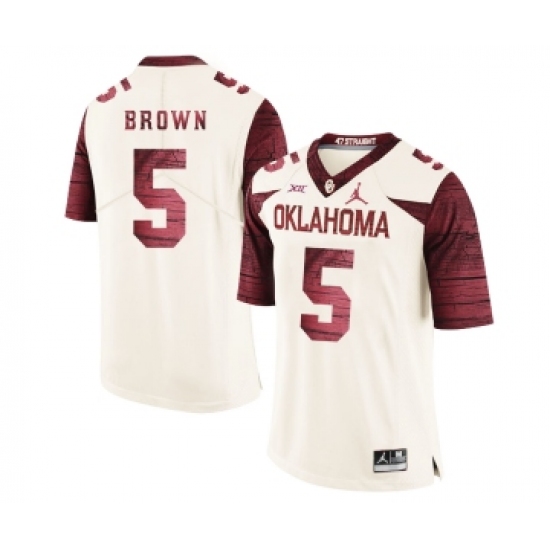 Oklahoma Sooners 5 Marquise Brown White 47 Game Winning Streak College Football Jersey