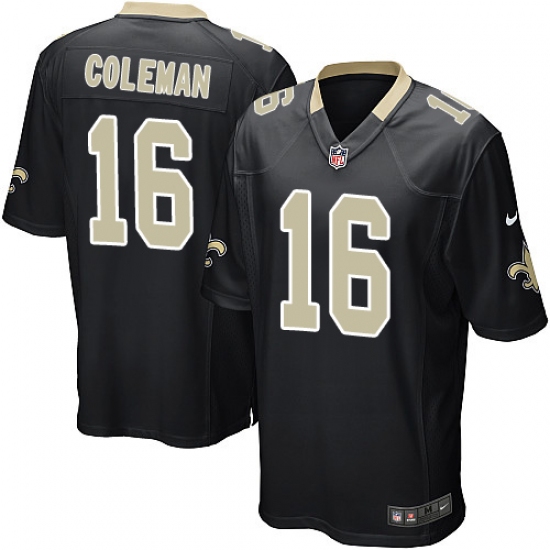 Men's Nike New Orleans Saints 16 Brandon Coleman Game Black Team Color NFL Jersey