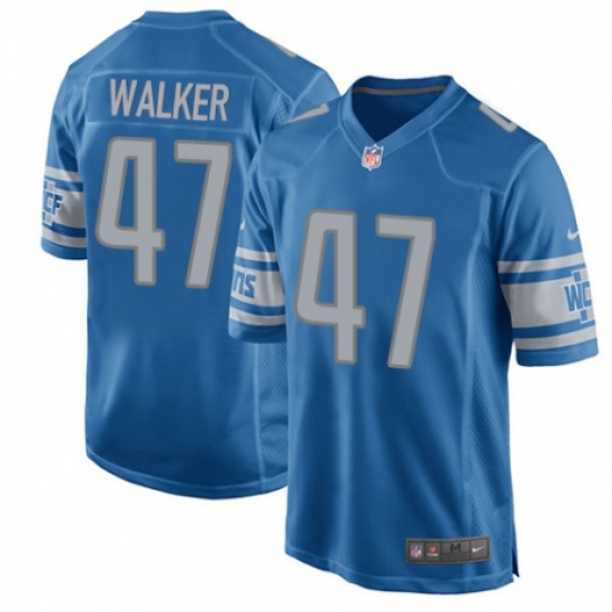 Men's Nike Detroit Lions 47 Tracy Walker Game Blue Team Color NFL Jersey