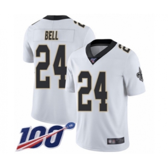 Men's New Orleans Saints 24 Vonn Bell White Vapor Untouchable Limited Player 100th Season Football Jersey