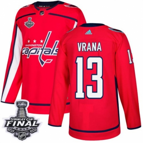 Youth Adidas Washington Capitals 13 Jakub Vrana Authentic Red Home 2018 Stanley Cup Final NHL Jersey