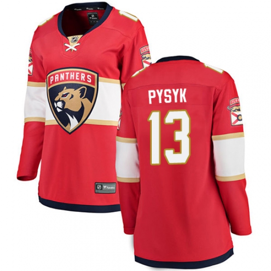 Women's Florida Panthers 13 Mark Pysyk Fanatics Branded Red Home Breakaway NHL Jersey