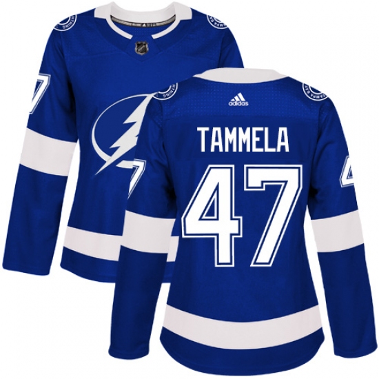 Women's Adidas Tampa Bay Lightning 47 Jonne Tammela Authentic Royal Blue Home NHL Jersey