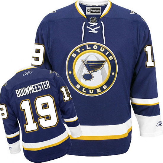 Men's Reebok St. Louis Blues 19 Jay Bouwmeester Premier Navy Blue Third NHL Jersey