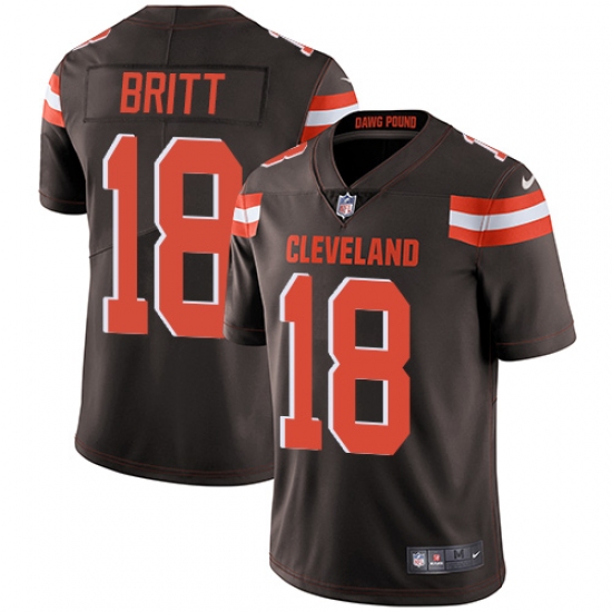 Men's Nike Cleveland Browns 18 Kenny Britt Brown Team Color Vapor Untouchable Limited Player NFL Jersey