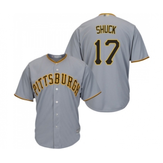 Men's Pittsburgh Pirates 17 JB Shuck Replica Grey Road Cool Base Baseball Jersey