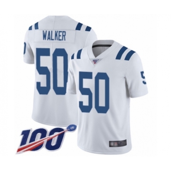 Men's Indianapolis Colts 50 Anthony Walker White Vapor Untouchable Limited Player 100th Season Football Jersey