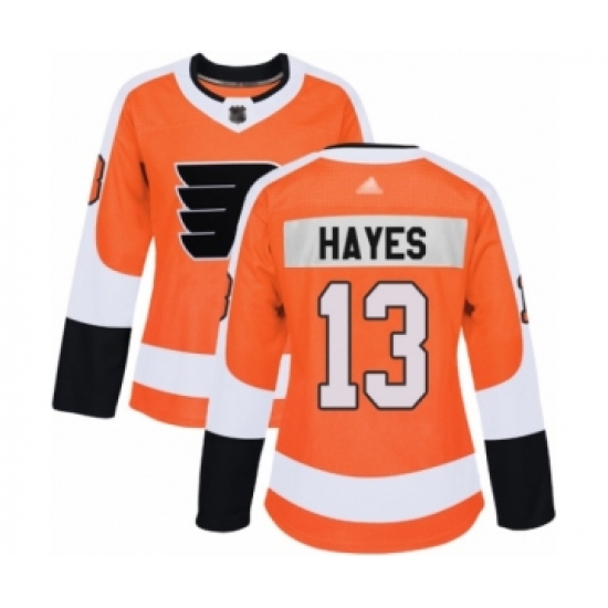 Women's Philadelphia Flyers 13 Kevin Hayes Authentic Orange Home Hockey Jersey