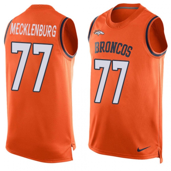 Men's Nike Denver Broncos 77 Karl Mecklenburg Limited Orange Player Name & Number Tank Top NFL Jersey